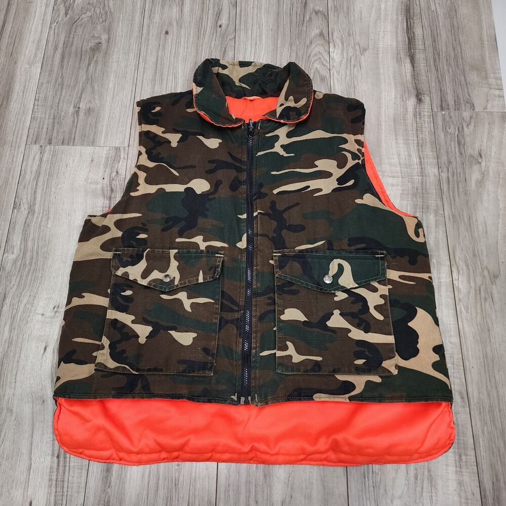 Reversible camp vest orange vintage y2k puffer